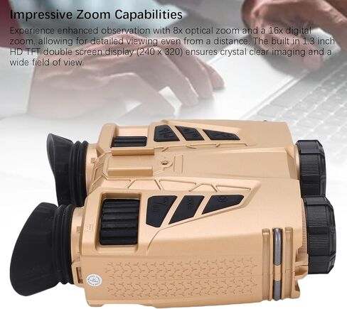 نظارات Pusokei Night Vision ، مناظير 4K رؤية ليلية مع شاشة 1.3 "، 8x Optical/16x Zoom ، بطارية 3000 مللي أمبير في الساعة ، مشاركة WiFi ، مناظير رقمية للتخييم والأمن in Kuwait