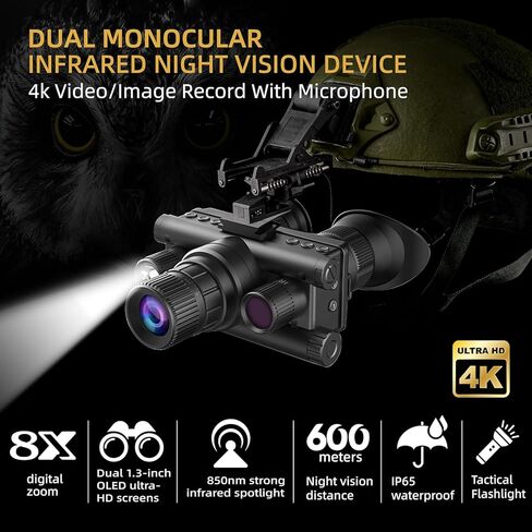 نظارات الرؤية الليلية - مناظير الرؤية الليلية 4K ، تضخم 8x ، مع 4 أوضاع ملونة ، يمكن أن يحفظ 32G HD Recording & Playback ، من أجل التخييم ، للتخييم in Kuwait