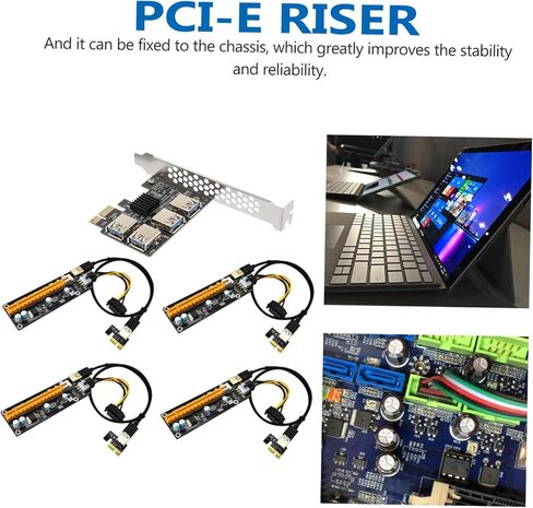 PCI-E من 1 إلى 4 بطاقة محول USB 3.0 PCIE Riser Extender لمحول بطاقة PCI-E عالية السرعة للألعاب والتعدين in Kuwait