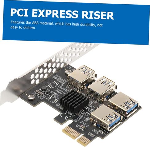PCI-E من 1 إلى 4 بطاقة محول USB 3.0 PCIE Riser Extender لمحول بطاقة PCI-E عالية السرعة للألعاب والتعدين in Kuwait