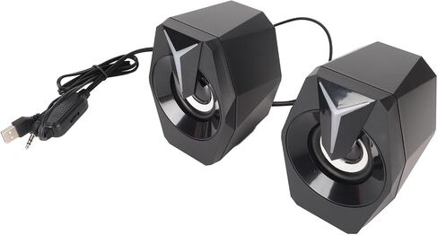 Yunseity USB Powered Speaker, HiFi Stereo Sound, Deep Bass USB Computer Speakers, Volume Control Wired USB Desktop Speaker with RGB Lights for Laptop, Desktop, PC, Phone Plug and Play (Black) in Saudi Arabia
