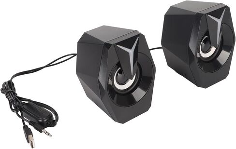 Yunseity USB Powered Speaker, HiFi Stereo Sound, Deep Bass USB Computer Speakers, Volume Control Wired USB Desktop Speaker with RGB Lights for Laptop, Desktop, PC, Phone Plug and Play (Black) in Saudi Arabia