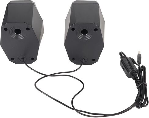 Yunseity USB Powered Speaker, HiFi Stereo Sound, Deep Bass USB Computer Speakers, Volume Control Wired USB Desktop Speaker with RGB Lights for Laptop, Desktop, PC, Phone Plug and Play (Black) in Saudi Arabia