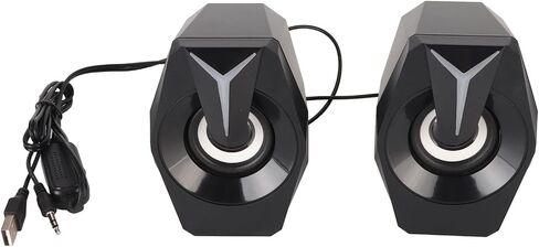 Yunseity USB Powered Speaker, HiFi Stereo Sound, Deep Bass USB Computer Speakers, Volume Control Wired USB Desktop Speaker with RGB Lights for Laptop, Desktop, PC, Phone Plug and Play (Black) in Saudi Arabia