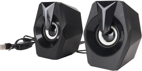 Yunseity USB Powered Speaker, HiFi Stereo Sound, Deep Bass USB Computer Speakers, Volume Control Wired USB Desktop Speaker with RGB Lights for Laptop, Desktop, PC, Phone Plug and Play (Black) in Saudi Arabia