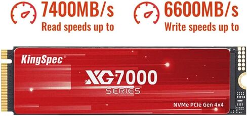 Kingspec XG7000 8tb NVME SSD PCIE 4.0-7400MB/S سرعة قراءة ، 3D TLC NAND M.2 2280 SSD ، متوافق مع الكمبيوتر للألعاب ، الكمبيوتر المحمول ، وحدة PS5 in Kuwait