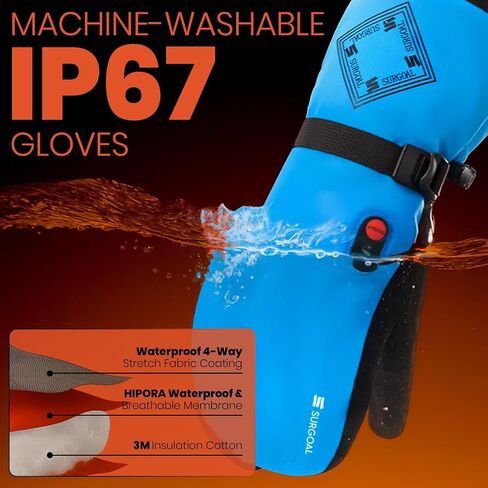 Heated Gloves for Men, 7.4V Heated Mittens for Women Rechargeable, PU Waterproof & Touchscreen Ideal for Winter, Hunting, Motorcycle, Skiing, Snowboarding, Fishing, Camping, Work in Saudi Arabia