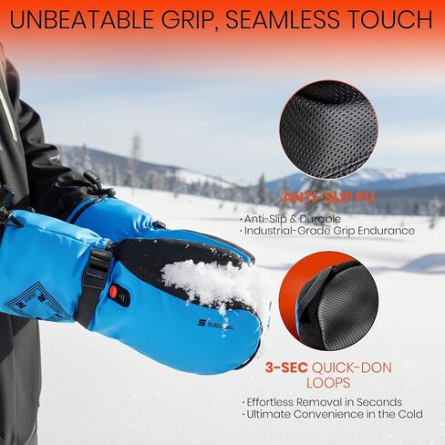 Heated Gloves for Men, 7.4V Heated Mittens for Women Rechargeable, PU Waterproof & Touchscreen Ideal for Winter, Hunting, Motorcycle, Skiing, Snowboarding, Fishing, Camping, Work in Saudi Arabia