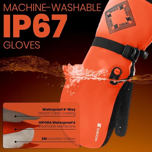 Heated Gloves for Men, 7.4V Heated Mittens for Women Rechargeable, PU Waterproof & Touchscreen Ideal for Winter, Hunting, Motorcycle, Skiing, Snowboarding, Fishing, Camping, Work in Saudi Arabia