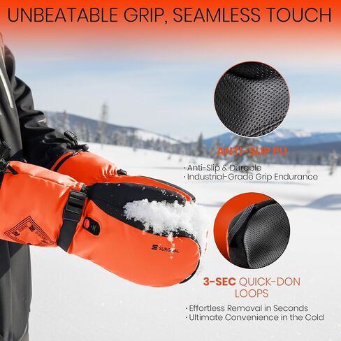 Heated Gloves for Men, 7.4V Heated Mittens for Women Rechargeable, PU Waterproof & Touchscreen Ideal for Winter, Hunting, Motorcycle, Skiing, Snowboarding, Fishing, Camping, Work in Saudi Arabia