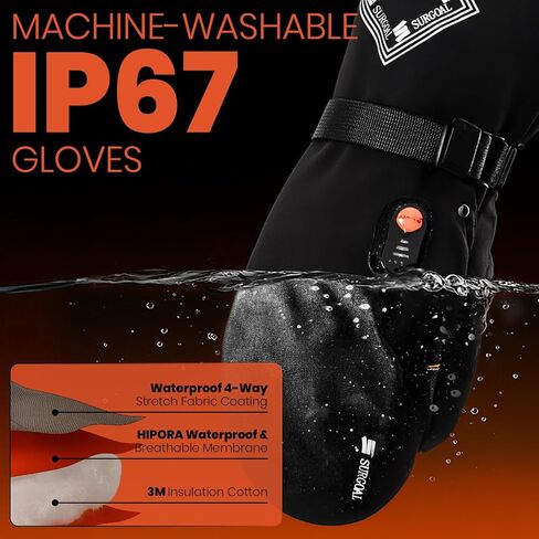 Heated Gloves for Men, 7.4V Heated Mittens for Women Rechargeable, PU Waterproof & Touchscreen Ideal for Winter, Hunting, Motorcycle, Skiing, Snowboarding, Fishing, Camping, Work in Saudi Arabia