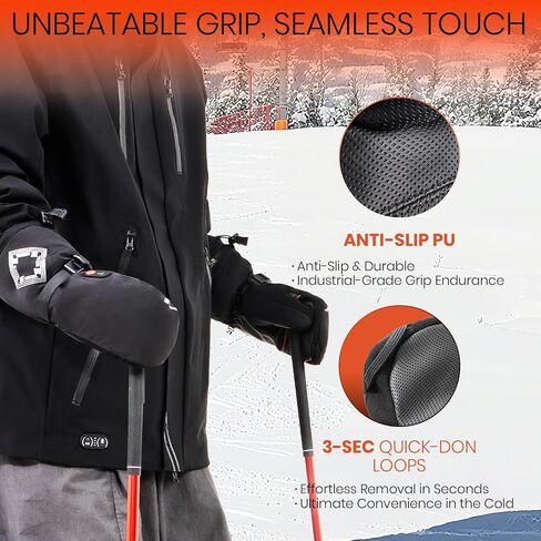 Heated Gloves for Men, 7.4V Heated Mittens for Women Rechargeable, PU Waterproof & Touchscreen Ideal for Winter, Hunting, Motorcycle, Skiing, Snowboarding, Fishing, Camping, Work in Saudi Arabia