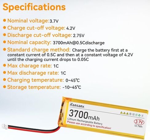 3.7V Lipo Battery 150mAh 401730 Rechargeable Lithium Polymer Battery with Micro JST 1.25 Connector Integrated Protection Circuit for Electronic Device (2 Pcs) in Kuwait