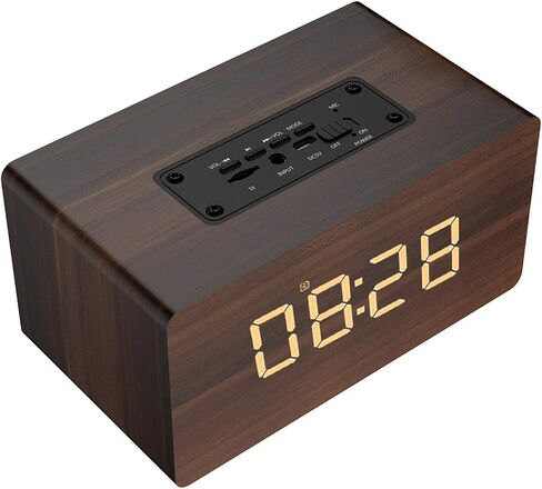 مكبر صوت صغير ، مكبر صوت بلوتوث خشبي 7 بوصات مع مكبر صوت لراديو FM HIFI على مدار الساعة المتطابق مع دعم التشغيل من 6 إلى 8 ساعات. in Saudi Arabia