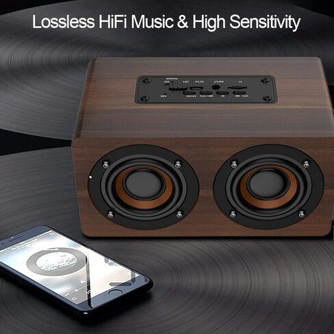 مكبر صوت صغير ، مكبر صوت بلوتوث خشبي 7 بوصات مع مكبر صوت لراديو FM HIFI على مدار الساعة المتطابق مع دعم التشغيل من 6 إلى 8 ساعات. in Saudi Arabia