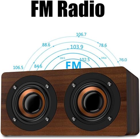 مكبر صوت صغير ، مكبر صوت بلوتوث خشبي 7 بوصات مع مكبر صوت لراديو FM HIFI على مدار الساعة المتطابق مع دعم التشغيل من 6 إلى 8 ساعات. in Saudi Arabia