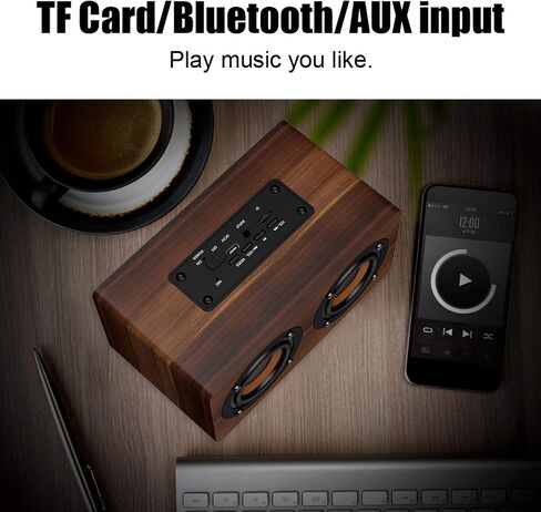 مكبر صوت صغير ، مكبر صوت بلوتوث خشبي 7 بوصات مع مكبر صوت لراديو FM HIFI على مدار الساعة المتطابق مع دعم التشغيل من 6 إلى 8 ساعات. in Saudi Arabia
