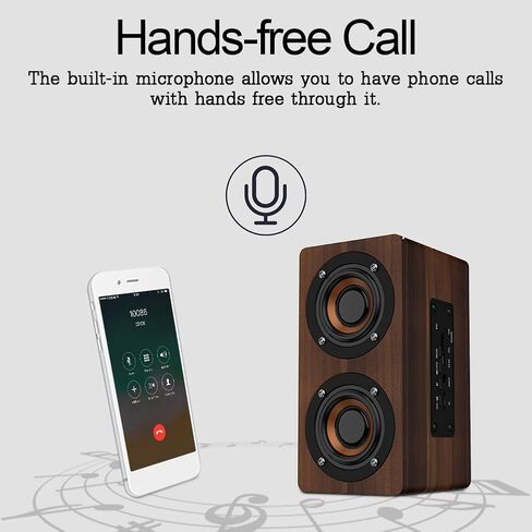 مكبر صوت صغير ، مكبر صوت بلوتوث خشبي 7 بوصات مع مكبر صوت لراديو FM HIFI على مدار الساعة المتطابق مع دعم التشغيل من 6 إلى 8 ساعات. in Saudi Arabia