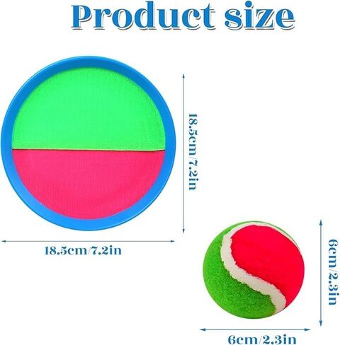 Toss and Catch Game Set - 4 Paddles, 4 Balls and 1 Storage Bag - Great Outdoor Toys/Gifts for Kids - Classic Beach and Yard Games in Saudi Arabia