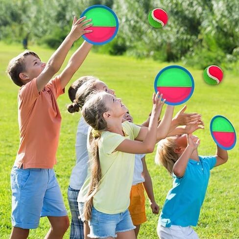 Toss and Catch Game Set - 4 Paddles, 4 Balls and 1 Storage Bag - Great Outdoor Toys/Gifts for Kids - Classic Beach and Yard Games in Saudi Arabia