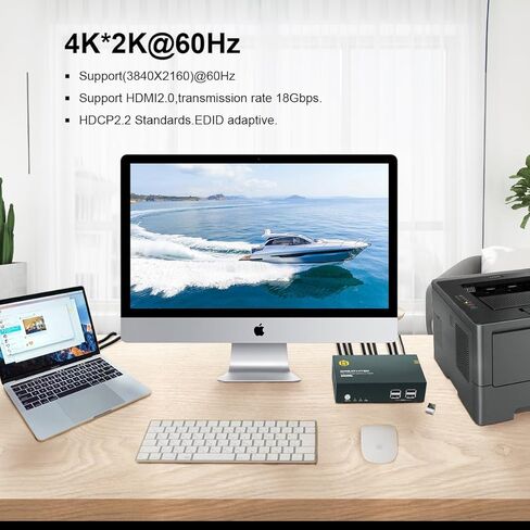 USB3.0 HDMI KVM Switch 2 Computers 1 Monitor,4K@60HZ 2 Port Monitor Switcher Sharing Keyboard&Mouse,with EDID in Kuwait