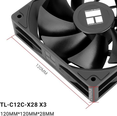 مروحة برودة CPU الحرارية TL-C12C-X28 X3 CPU ، مروحة سميكة 28 مم ، تبريد صامت 12 سم ، مروحة وحدة المعالجة المركزية سطح المكتب ، ضوضاء منخفضة ، مناسبة للهيكل ، مشعات تبريد الماء ، 3 حزم in Saudi Arabia