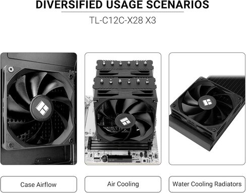 مروحة برودة CPU الحرارية TL-C12C-X28 X3 CPU ، مروحة سميكة 28 مم ، تبريد صامت 12 سم ، مروحة وحدة المعالجة المركزية سطح المكتب ، ضوضاء منخفضة ، مناسبة للهيكل ، مشعات تبريد الماء ، 3 حزم in Saudi Arabia