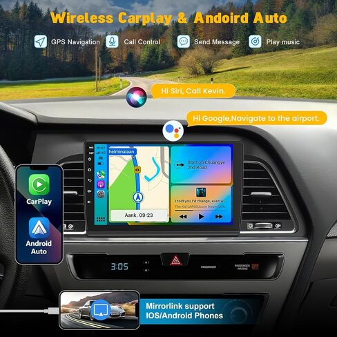5GWiFi Upgrade Car Stereo for Hyundai Sonata 2015-2017 with Wireless Carplay & Android Auto, 4+64GB Android 13 Car Radio with Voice Control BT5.2 GPS SWC EQ FM RDS Mirror Link Backup Camera Mic in Saudi Arabia