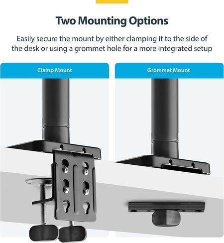 StarTech.com Monitor Desk Mount for up to 49in 32:9 Ultrawide Curved Screen, Mechanical Spring Arm, C-Clamp/Grommet, Max 44lb in Saudi Arabia