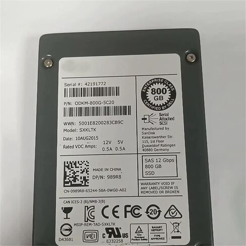 1Pcs 989R8 for 800G SSD SAS 12G 2.5'' 0DKM-800G-5C20 Storage Hard Disk in Saudi Arabia
