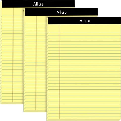 Alitte Yellow Legal Notepads 8.5 x 11, Pack of 12 - Perforated Wide Ruled Writing Pad - Premium Thick Paper, No Ink Bleeding - Blank Legal Pads For Home, Office, School, Business - 50 Sheets Per in Kuwait