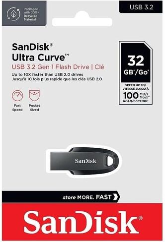 Sandisk 32GB Ultra Curve USB 3.2 Flash Drive SDCZ550-032G (10 Pack) مع (2) Goram Black Lanyards (32GB) in Saudi Arabia