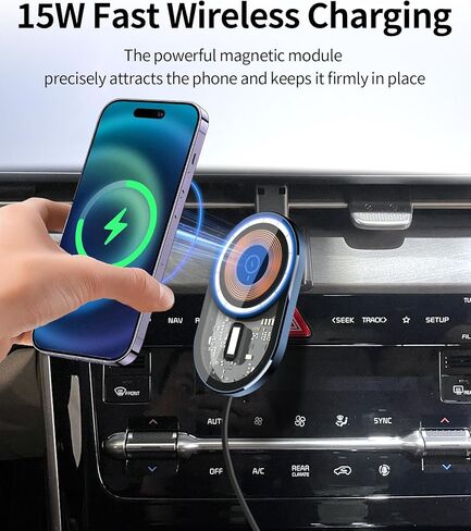 Wireless Charging car Phone Holder for Kia Carnival 2025 Accessories 12.3 inch Screen Fixed Clip,360° Rotation car Phone Mount Compatible with MagSafe in Kuwait