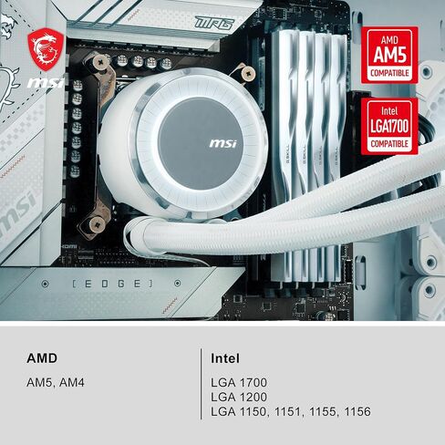 MSI Mag Coreliquid E240 White CPU COWER - صفيحة باردة النحاس الموسع ، ومراوح ArgB blockhead و FDB ، وكتلة المياه المزدوجة ، والمبرد المنقسمة ، والضوء الصوفي المدعوم - AMD & Intel compatible in Saudi Arabia