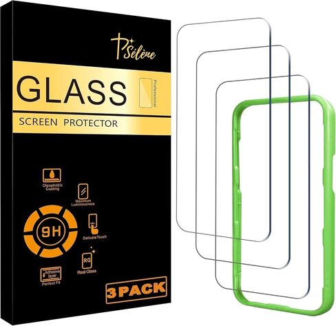 3 Pack Screen Protector for iPhone 16 / iPhone 15 / iPhone 15 Pro [6.1 Inch] with Installation Frame, Tempered Glass, Sensor Protection, Dynamic Island Compatible, Case Friendly in Saudi Arabia