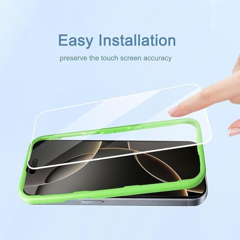 3 Pack Screen Protector for iPhone 16 / iPhone 15 / iPhone 15 Pro [6.1 Inch] with Installation Frame, Tempered Glass, Sensor Protection, Dynamic Island Compatible, Case Friendly in Saudi Arabia