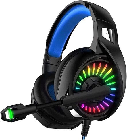 Gaming Headset Stereo Surround Sound, Gaming Headset with Mic & LED Light Noise Cancelling Over Ear Headphones Compatible in Saudi Arabia
