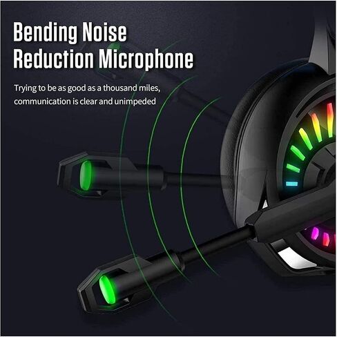 Gaming Headset Stereo Surround Sound, Gaming Headset with Mic & LED Light Noise Cancelling Over Ear Headphones Compatible in Saudi Arabia