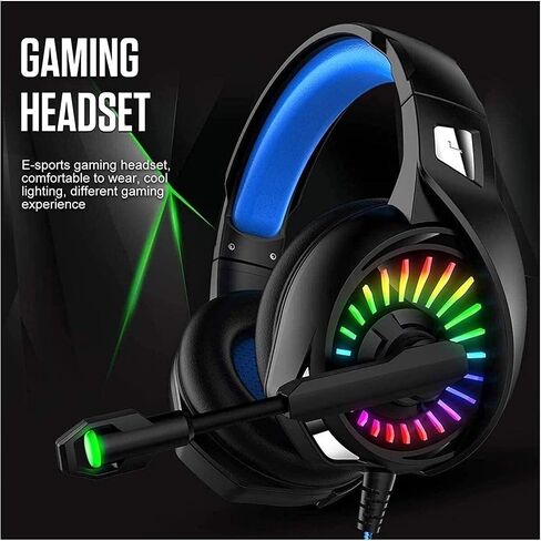 Gaming Headset Stereo Surround Sound, Gaming Headset with Mic & LED Light Noise Cancelling Over Ear Headphones Compatible in Saudi Arabia