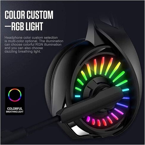 Gaming Headset Stereo Surround Sound, Gaming Headset with Mic & LED Light Noise Cancelling Over Ear Headphones Compatible in Saudi Arabia
