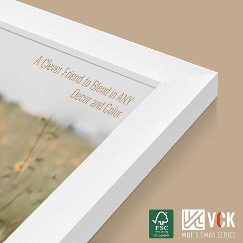 إطار صورة VCK مقاس 14×24، مصنوع من حبيبات خشبية بيضاء حصرية، وإطارات ملصقات من الخشب الصلب - للتعليق على الحائط in Saudi Arabia
