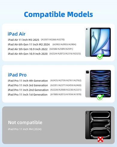 حالة لوحة المفاتيح لـ iPad Air 11 بوصة M3 2025/M2 2024/iPad Air 4th/5th 10.9 بوصة و iPad Pro 11 بوصة (4th/3rd/2nd/1st Gen) ، لوحة مفاتيح سبيكة الألومنيوم خفيفة الوزن مع لوحة التتبع ، 7 لون in Kuwait