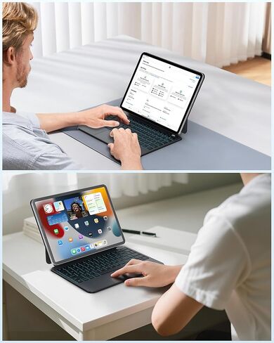 حالة لوحة المفاتيح لـ iPad Air 11 بوصة M3 2025/M2 2024/iPad Air 4th/5th 10.9 بوصة و iPad Pro 11 بوصة (4th/3rd/2nd/1st Gen) ، لوحة مفاتيح سبيكة الألومنيوم خفيفة الوزن مع لوحة التتبع ، 7 لون in Kuwait