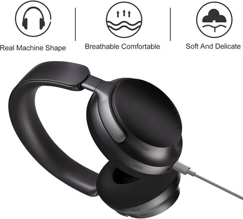 Aiivioll QC Ultra Silicone Ear Pads Cover for Bose QuietComfort Ultra Headphones, Washable Sweat Earpad Covers for QuietComfort Ultra Bluetooth Headphones Accessories Protective Pads Cover(Black) in Kuwait