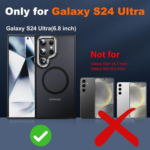 Jame for Samsung Galaxy S24 Ultra Case ، [متوافق مع Magsafe] [حماية الصف العسكري] [ANTY-SLIP GRIP] GOOMOUS CAMERT CAMERA GALAXY S24 ULTRA MANGET MATTE CASE ، ORANGE in Kuwait