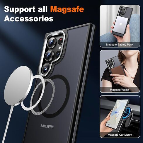 Jame for Samsung Galaxy S24 Ultra Case ، [متوافق مع Magsafe] [حماية الصف العسكري] [ANTY-SLIP GRIP] GOOMOUS CAMERT CAMERA GALAXY S24 ULTRA MANGET MATTE CASE ، ORANGE in Kuwait