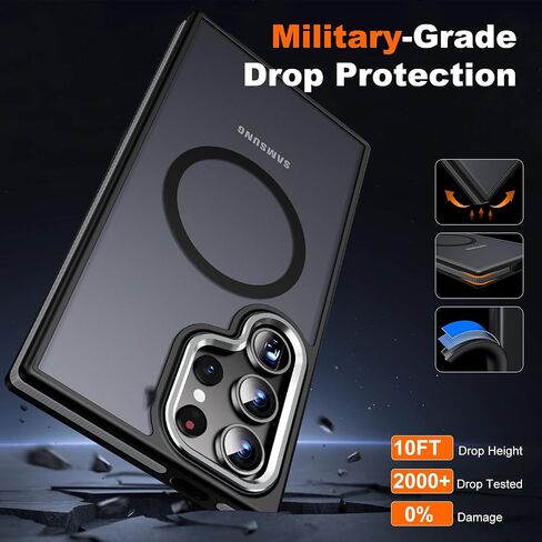 Jame for Samsung Galaxy S24 Ultra Case ، [متوافق مع Magsafe] [حماية الصف العسكري] [ANTY-SLIP GRIP] GOOMOUS CAMERT CAMERA GALAXY S24 ULTRA MANGET MATTE CASE ، ORANGE in Kuwait