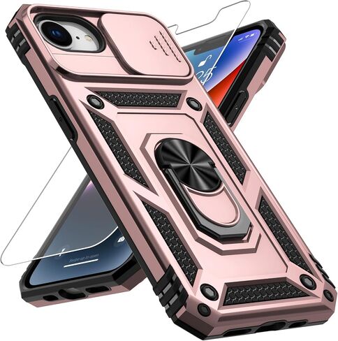 Weycolor for iPhone 16e Case with Camera Lens Cover, HD Screen Protector, 10 FT Military Grade Drop Protection, Magnetic Ring Holder Kickstand Protective Phone Case, Navy Blue in Kuwait