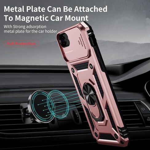 Weycolor for iPhone 16e Case with Camera Lens Cover, HD Screen Protector, 10 FT Military Grade Drop Protection, Magnetic Ring Holder Kickstand Protective Phone Case, Navy Blue in Kuwait