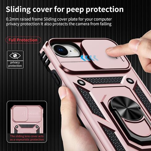 Weycolor for iPhone 16e Case with Camera Lens Cover, HD Screen Protector, 10 FT Military Grade Drop Protection, Magnetic Ring Holder Kickstand Protective Phone Case, Navy Blue in Kuwait